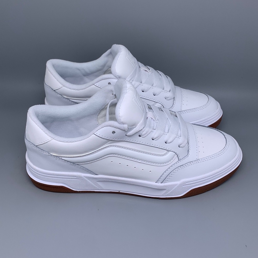 Vans White Low-Top Sneakers with Brown Gum Soles